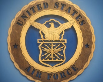 US Air Force Eagle Wood Wall Plaque - 8" Tribute