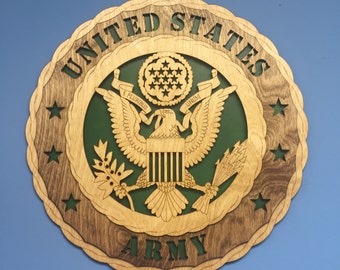 Wood US Army Wall Plaque: 3D Tribute (8 inch)