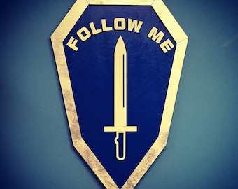 Hand Painted US Army Infantry "Follow Me" Patch - Wall Tribute (16x24")