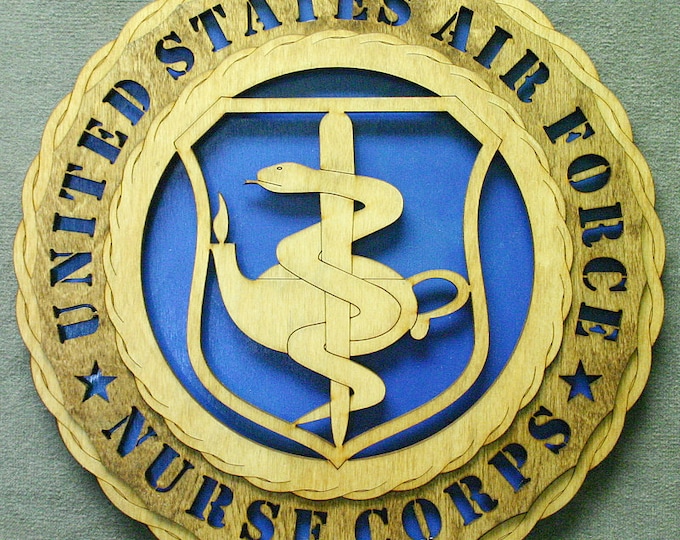 Custom 12" Wood US Air Force Nurse Corps Wall Tribute - FREE SHIPPING