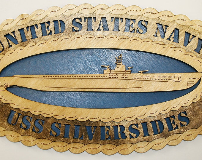 Custom 15 x 7  Wood Ship USS USS Silversides Wall Tribute - Free Shipping