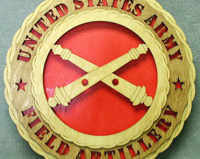 Custom 12" Wood US Army Field Artillery Wall Tribute - FREE SHIPPING