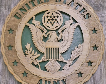 3D Wood US Army Wall Plaque: Military Tribute