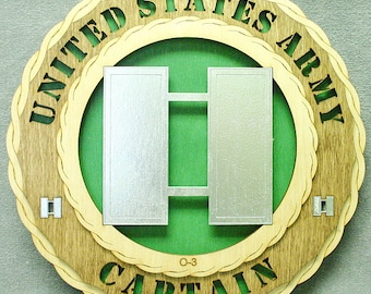 Custom Wood US Army Captain Wall Plaque - 12 Inch