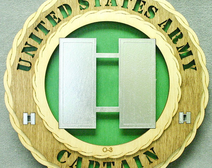 Custom 12" Wood US Army Captain Wall Tribute - FREE SHIPPING