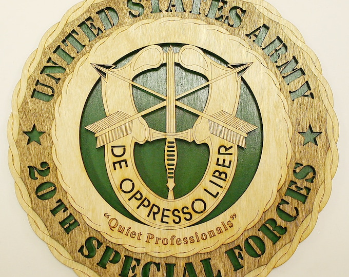 Custom 12" Wood US Army 20th Special Forces - Wall Tribute - FREE SHIPPING