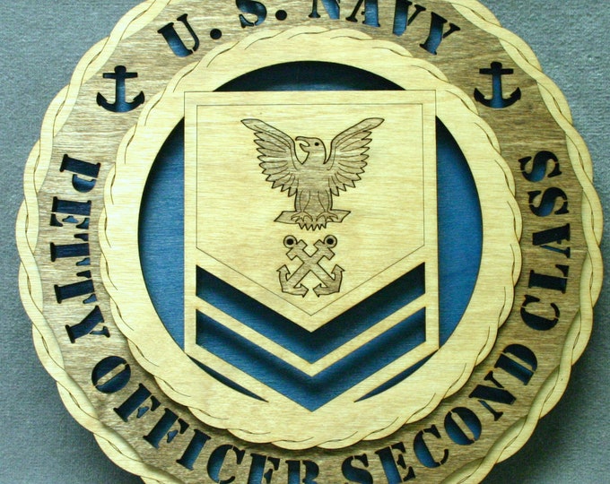 Custom 12" Wood US Navy Chief Petty 2nd Class Wall Tribute - Personalized - FREE SHIPPING