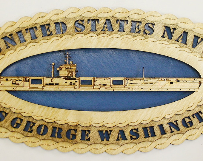 Custom 12" Wood Ship USS George Washington CV73  Wall Tribute - Free Shipping