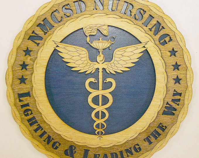 Custom 12" Wood US NMCSD Nursing Wall Tribute BLUE Back