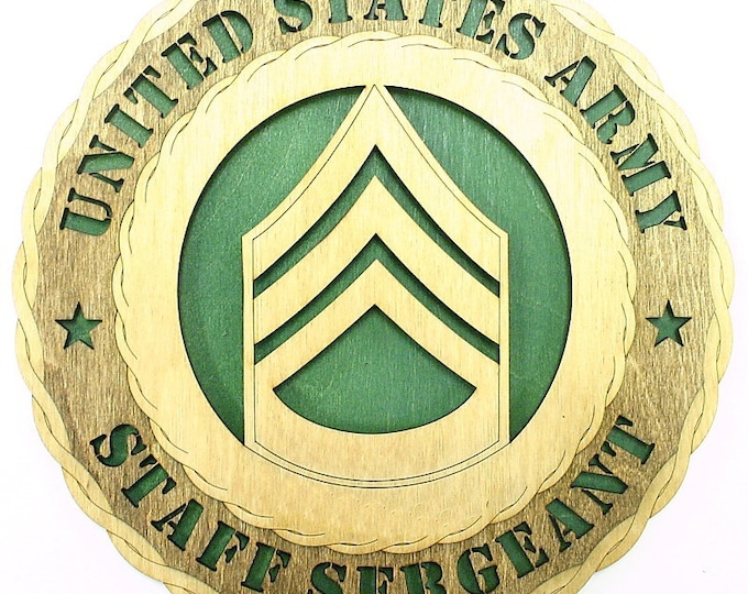 Custom 12" Wood US Army Staff Sergeant Wall Tribute - FREE SHIPPING