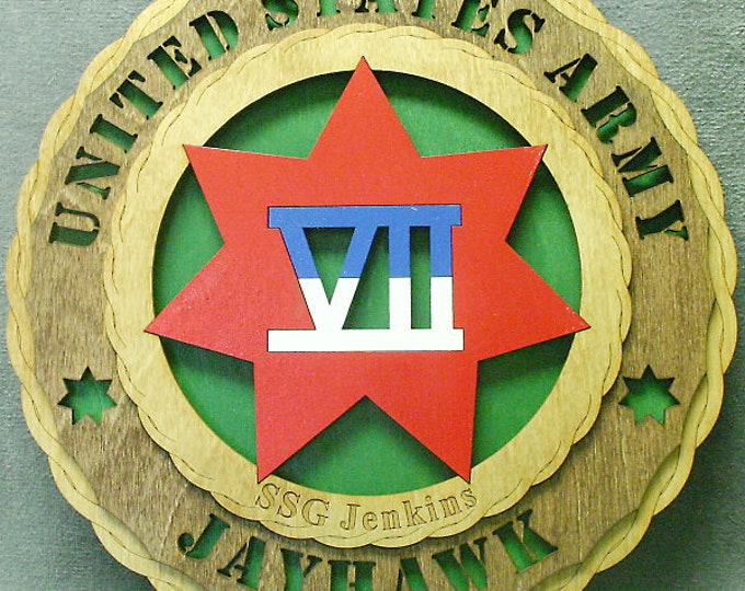 Custom 12" Wood Army 7th Army Wall Tribute - FREE SHIPPING