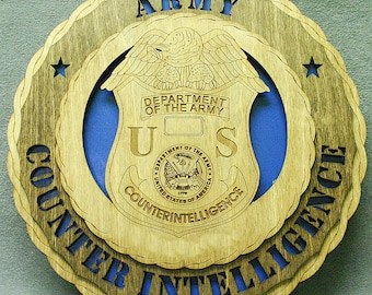 Custom 12"or 18" Wood Army Counter Intelligence Wall Tribute
