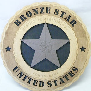 Custom 12&quot;or 18&quot; Wood Bronze Star Wall Tribute
