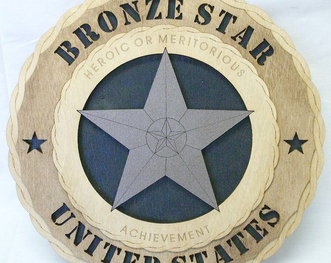 Custom 12"or 18" Wood Bronze Star Wall Tribute