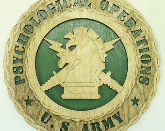 US Army Psychological Operations Wood Wall Plaque - 12" Tribute