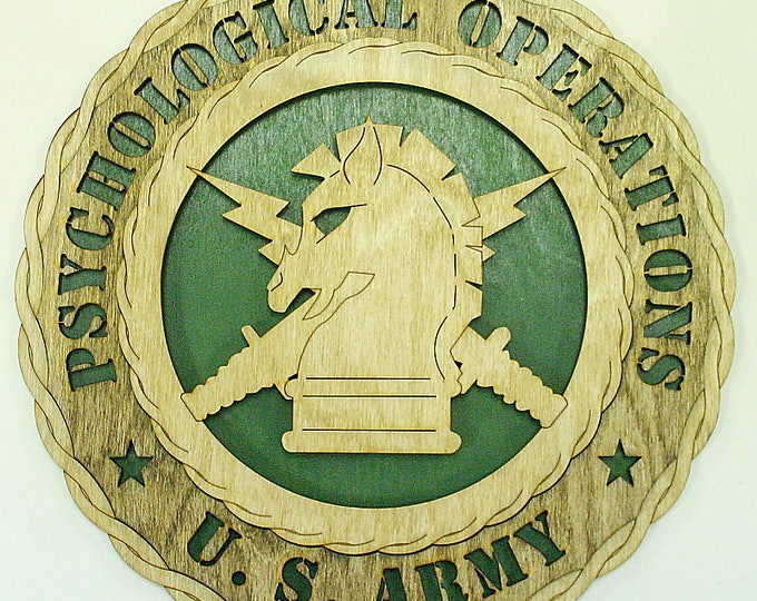 Custom 12" Wood US Army Psychological Operations Wall Tribute - FREE SHIPPING