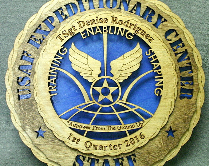 Custom 12" Wood US Air Force Expeditionary Center Wall Tribute - FREE SHIPPING