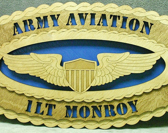 Custom 14" Wood Army Aviation Flight Wings Wall Tribute - Free Shipping