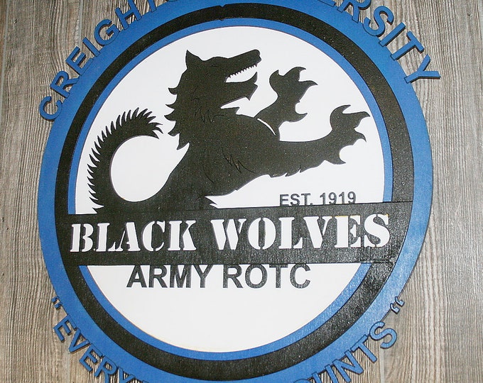 Custom Large Creighton University Black Wolves ROTC Crest