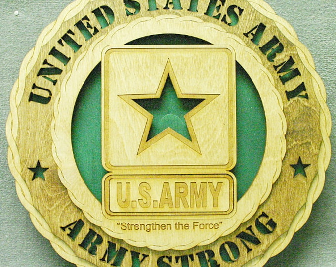 Custom 12" Wood US Army Strong Wall Tribute - Free Shipping