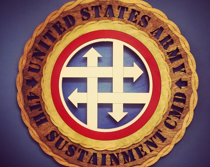 Custom 12" Wood US Army 4th Sustainment Command Wall Tribute - FREE SHIPPING