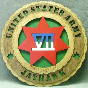 Custom 12&quot;or 18&quot; Wood Army Jayhawk Wall Tribute