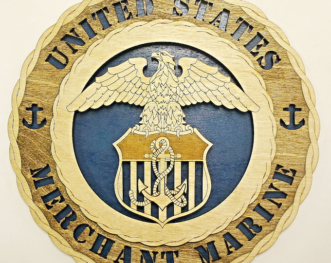 Custom 12"or 18" Wood Merchant Marine Wall Tribute