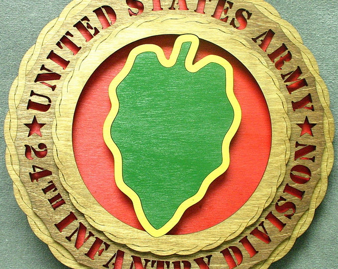 Custom 12" Wood Army 24th Infantry Wall Tribute - FREE SHIPPING