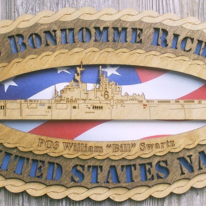 Custom 15 x 7  Wood Ship USS Bonhomme Richard Wall Tribute - Free Shipping
