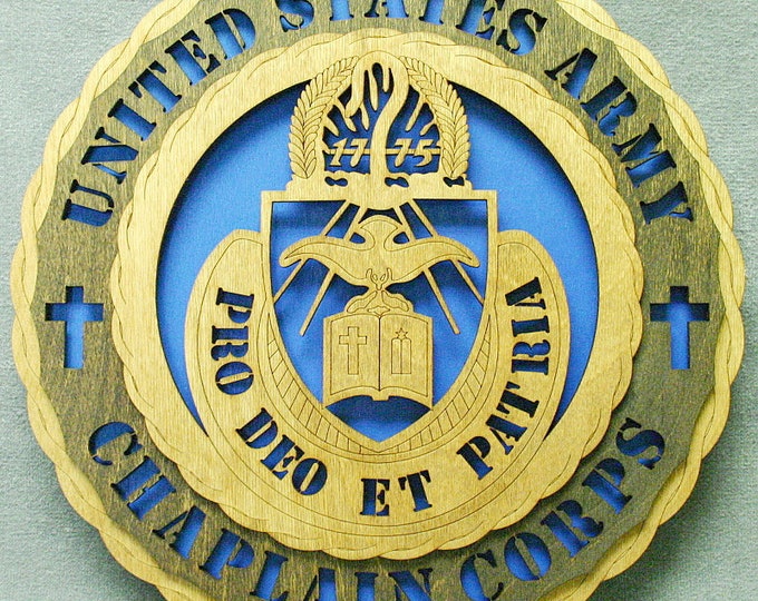 Custom 12" Wood Army Chaplain Wall Tribute - FREE SHIPPING