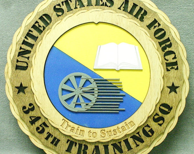 Custom 12" Wood US Air Force 345th Training Sq Wall Tribute - FREE SHIPPING
