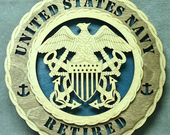 Custom 12" Wood US Navy Retired Wall Tribute - Personalized - FREE SHIPPING