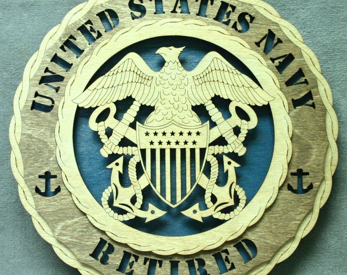 Custom 12" Wood US Navy Retired Wall Tribute - Personalized - FREE SHIPPING