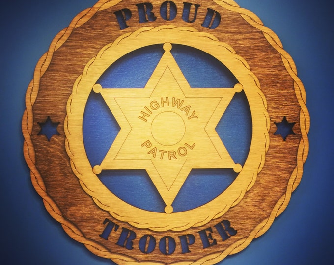 Custom 12" Wood Proud Highway Patrol Trooper Wall Tribute - FREE SHIPPING