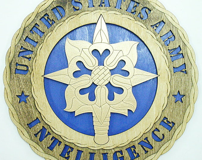 Custom 12" Wood Army Intelligence Wall Tribute - FREE SHIPPING