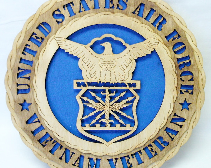 Custom 12" Wood US Air Force Vietnam Veteran Wall Tribute - FREE SHIPPING