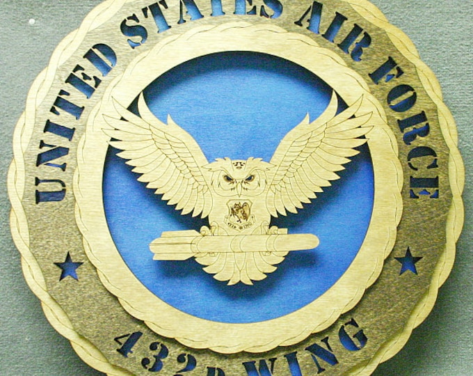 Custom 12" Wood US Air Force 432d Wing- FREE SHIPPING