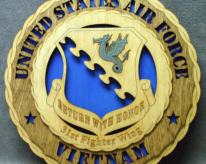 Custom 12" Air Force 31st Fighter Wing Vietnam - Wall Tribute - FREE SHIPPING