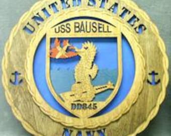 USS Bausell Wood Wall Plaque: US Navy