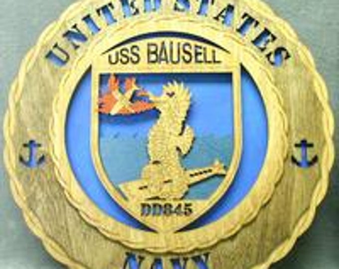 USS Bausell Wood Wall Plaque: US Navy