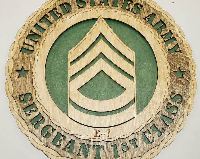 Custom 12" Wood US Army Sergeant 1st Class Wall Tribute - FREE SHIPPING
