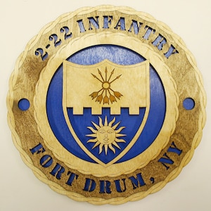 Custom US Army 2-22 Infantry Wood Wall Plaque - 12 Inch