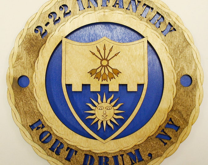 Custom 12" Wood US Army 2-22 Infantry Division - Wall Tribute - FREE SHIPPING