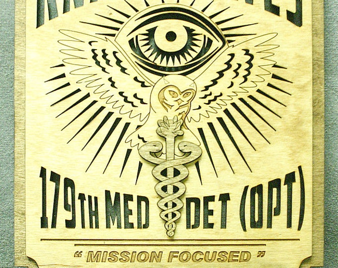 Custom 12" Wood US Army 179th Medical Det- Free Shipping