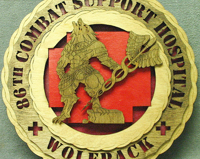Custom 12" Wood US Army 86th Combat Support Hospital Wall Tribute - FREE SHIPPING