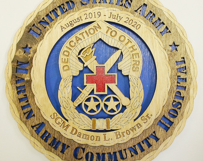 Custom 12"or 18" Wood Martin Army Community Hospital Wall Tribute