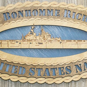 USS Bonhomme Richard Wood Ship Plaque: Custom Military Tribute