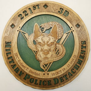 12&quot; and 18&quot;   Army 221st MP Detachment Wall Tribute