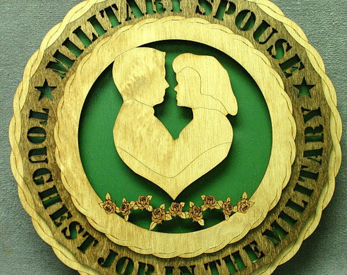 Custom 12" Wood US Military Spouse Wall Tribute - FREE SHIPPING
