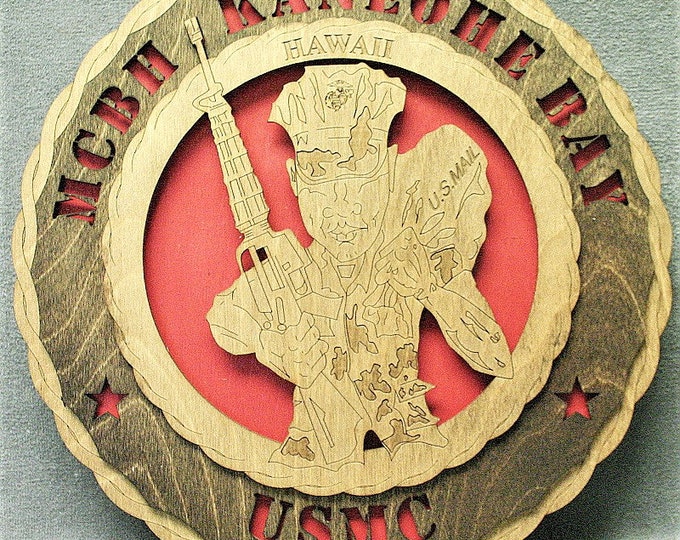 Custom 12" Wood Marine Corps Postal System Wall Tribute - FREE SHIPPING